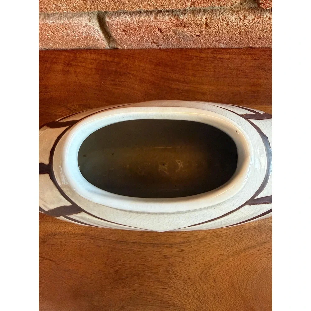 Mid Century Modern Style, Baum Brothers Formalities Geometric Crackle Glaze Vase